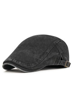 Vintage Washed Newsboy Cap Unisex black