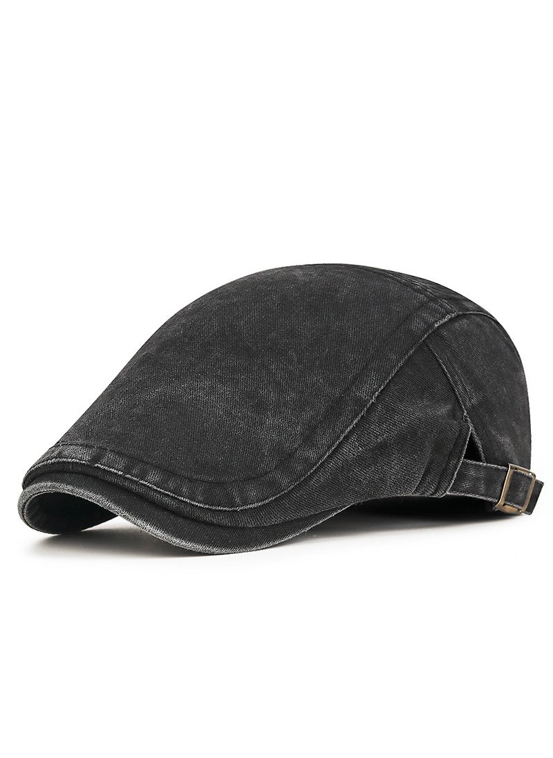 Generic - Vintage Washed Newsboy Cap Unisex black - Image 1