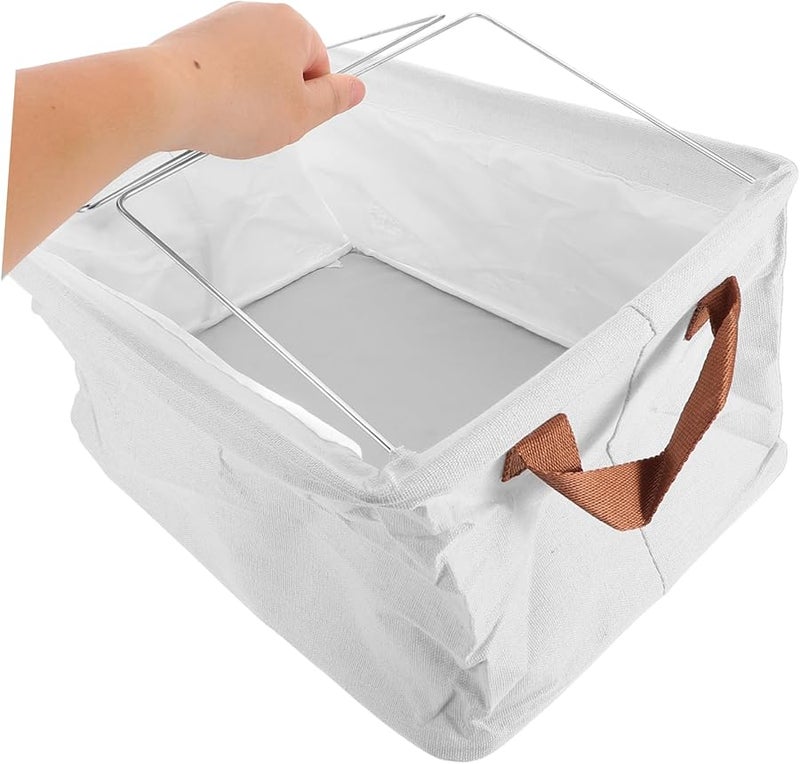 صناديق تخزين من الكتان القطني منظم على طراز الدرج للملابس غرفة النوم غسيل الملابس الحمام - Image 4