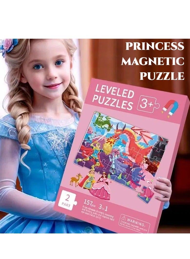 تشغيل المكالمة "بازل مغناطيسي للأطفال - بازل سفر 157 قطعة للبنات من عمر 3-5 سنوات - ألعاب تعليمية مسلية للسيارة والسفر - هدية عيد ميلاد مميزة للبنات بعمر 3،4،5،6 سنوات (بزل أميرات) - Image 4