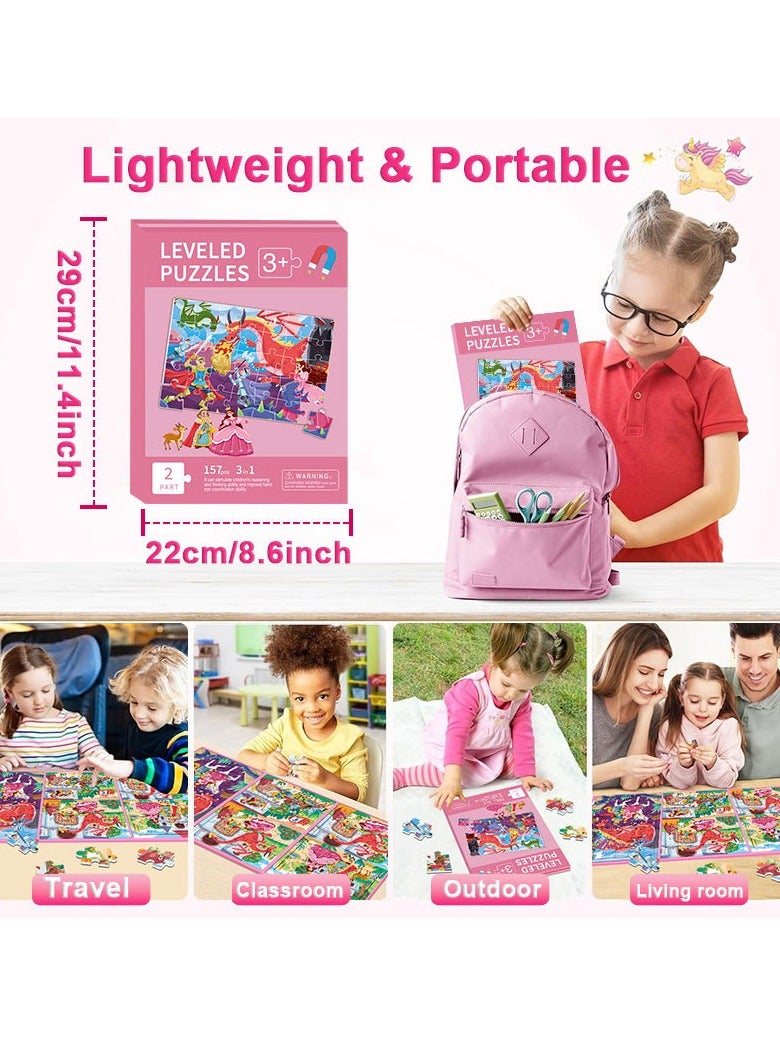 تشغيل المكالمة "بازل مغناطيسي للأطفال - بازل سفر 157 قطعة للبنات من عمر 3-5 سنوات - ألعاب تعليمية مسلية للسيارة والسفر - هدية عيد ميلاد مميزة للبنات بعمر 3،4،5،6 سنوات (بزل أميرات) - Image 2