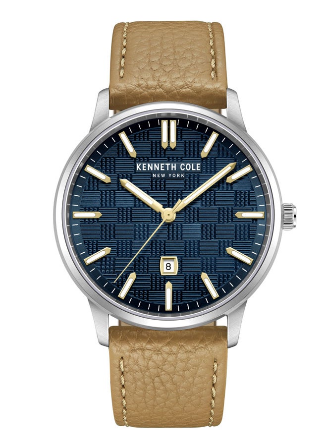 Kenneth Cole New York 42mm Analog Men's Watch with Wheat Genuine Leather Strap  - Image 1