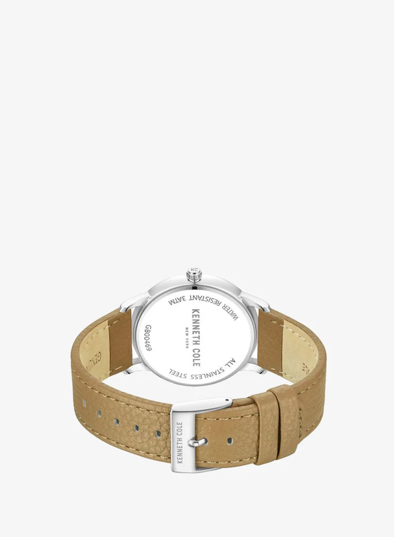 Kenneth Cole New York  42mm Analog Men's Watch with Wheat Genuine Leather Strap for Men | Best Price UAE