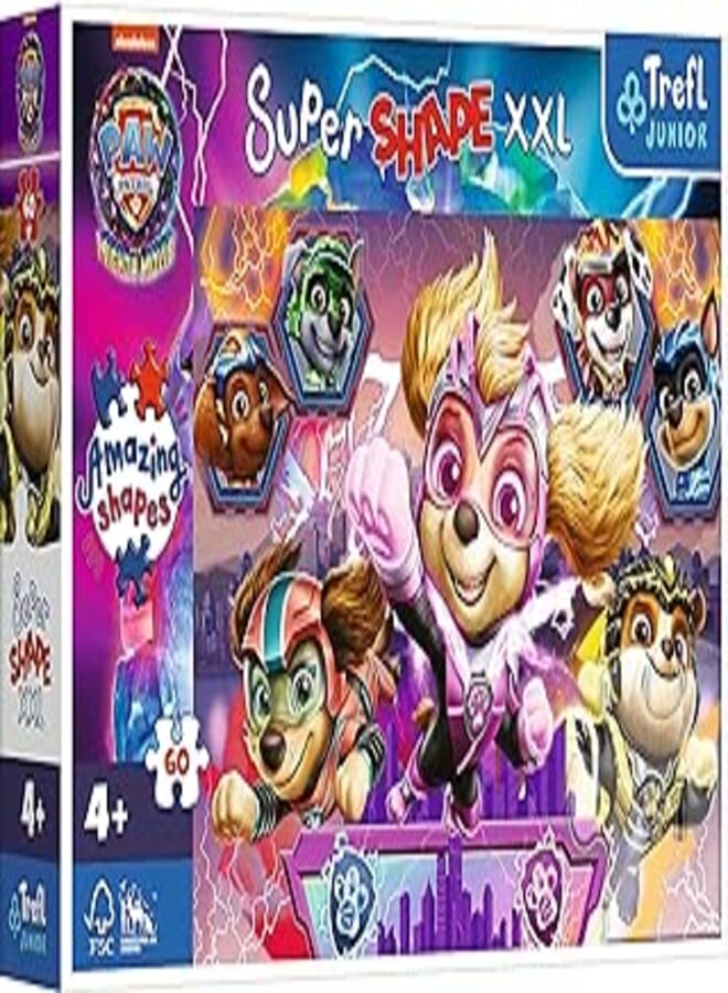 Trefl Puzzles - "60 XXL Super Shape" - Happy doggies/Viacom PAW PATROL: THE MIGHTY MOVIE 2023_FSC MIX 70% 50036