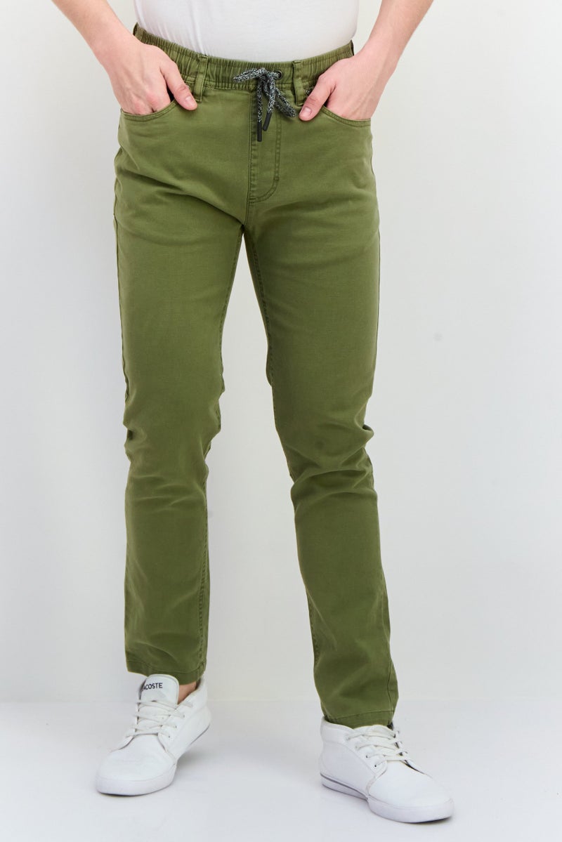 Civil Society Men Regular Fit Solid Stretchable Slim Pants, Olive  - Image 1