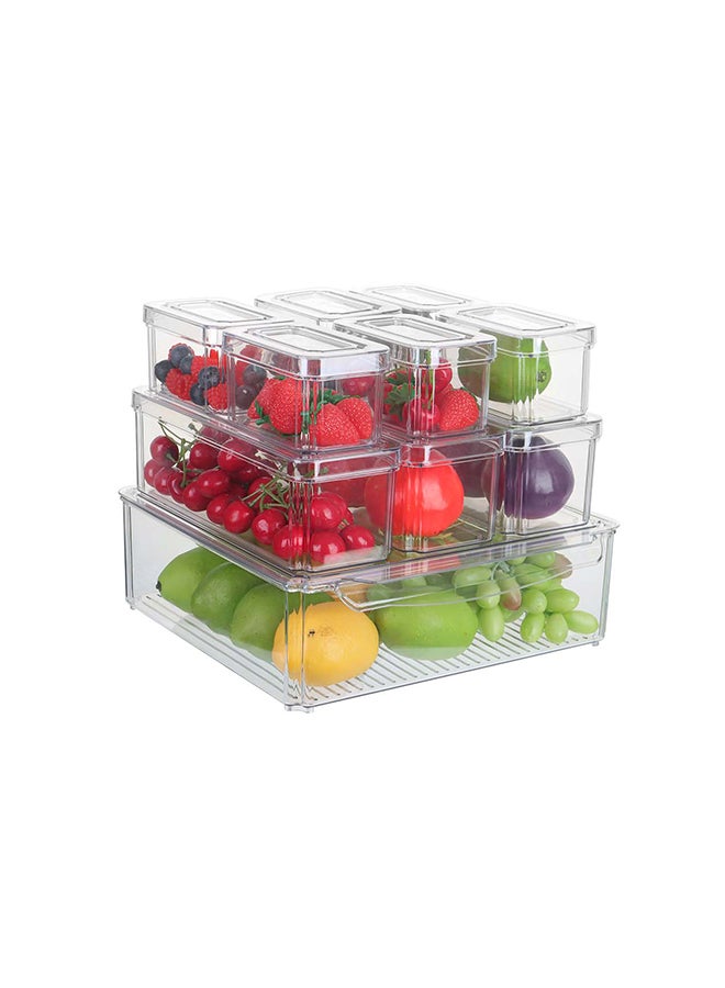Noon East 10-Pack Clear Plastic Food Storage Bins With Lids – Multi-Purpose Organizers For Kitchen, Pantry, Fridge & Home - Image 1