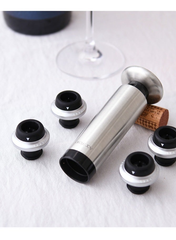 Wine Vacuum Pump and 4 Stopper -  Reusable Air Remover Pump, Keeps Fresh&Leak-Proof Wine Corks, Perfect Gifts for Wine Lovers & Bar Accessories  - Image 4