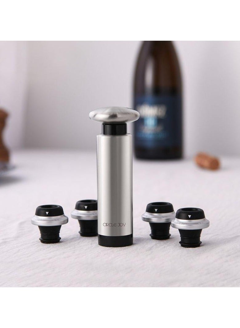 Wine Vacuum Pump and 4 Stopper -  Reusable Air Remover Pump, Keeps Fresh&Leak-Proof Wine Corks, Perfect Gifts for Wine Lovers & Bar Accessories  - Image 2