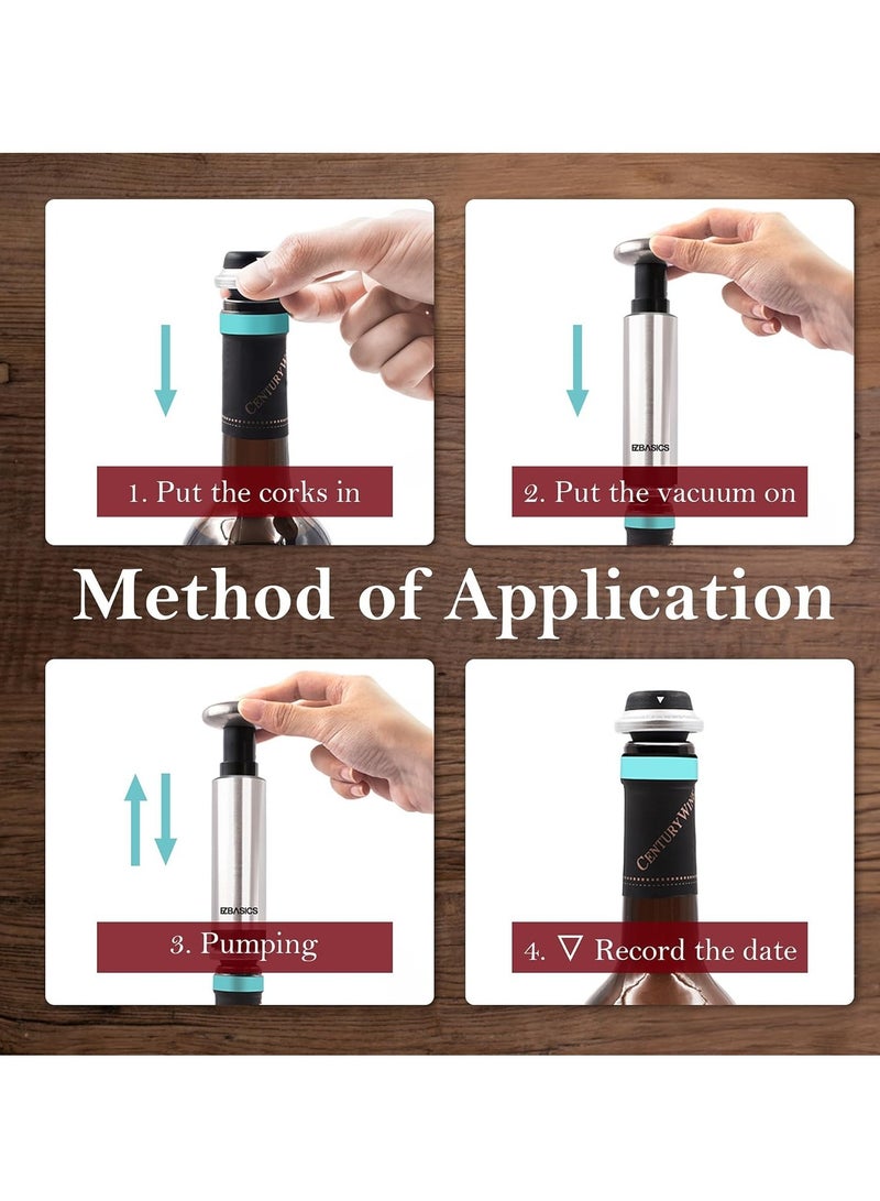 Wine Vacuum Pump and 4 Stopper -  Reusable Air Remover Pump, Keeps Fresh&Leak-Proof Wine Corks, Perfect Gifts for Wine Lovers & Bar Accessories  - Image 5