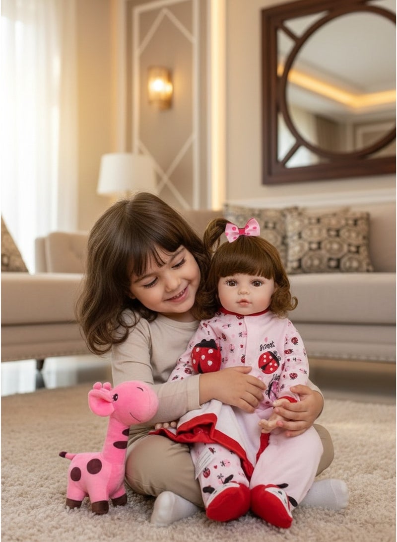 Beauenty Reborn Baby Doll 22 inch Realistic Newborn Baby Dolls - Lifelike Weighted with Soft Silicone Doll Girls with Plush Toy & Doll Clothes for Age 3+ (D) - Image 2