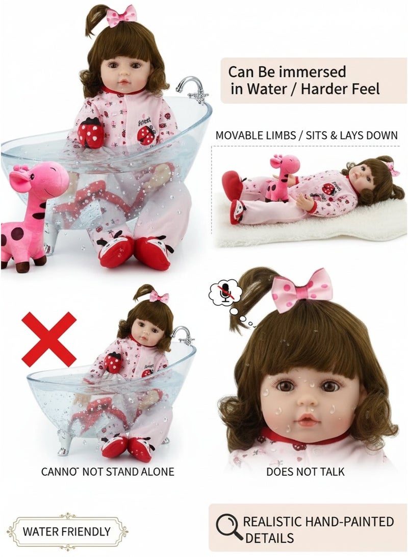 Beauenty Reborn Baby Doll 22 inch Realistic Newborn Baby Dolls - Lifelike Weighted with Soft Silicone Doll Girls with Plush Toy & Doll Clothes for Age 3+ (D) - Image 3