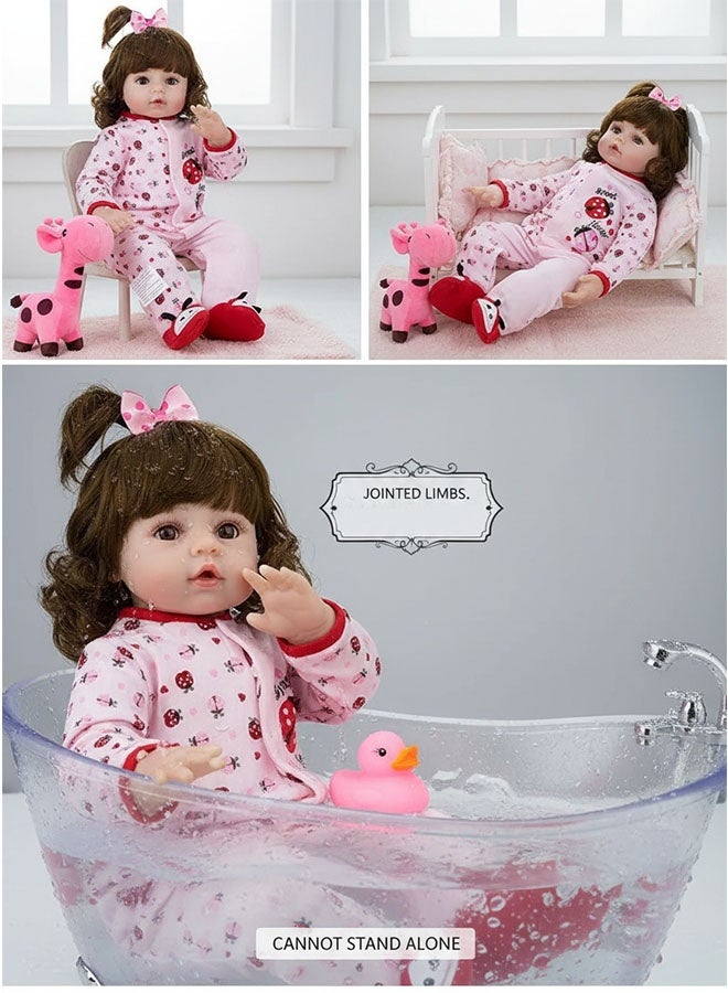 Beauenty Reborn Baby Doll 22 inch Realistic Newborn Baby Dolls - Lifelike Weighted with Soft Silicone Doll Girls with Plush Toy & Doll Clothes for Age 3+ (D) - Image 4