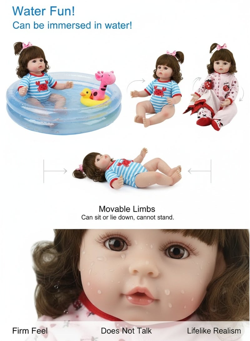 Beauenty Reborn Baby Doll 22 inch Realistic Newborn Baby Dolls - Lifelike Weighted with Soft Silicone Doll Girls with Plush Toy & Doll Clothes for Age 3+ (D) - Image 5