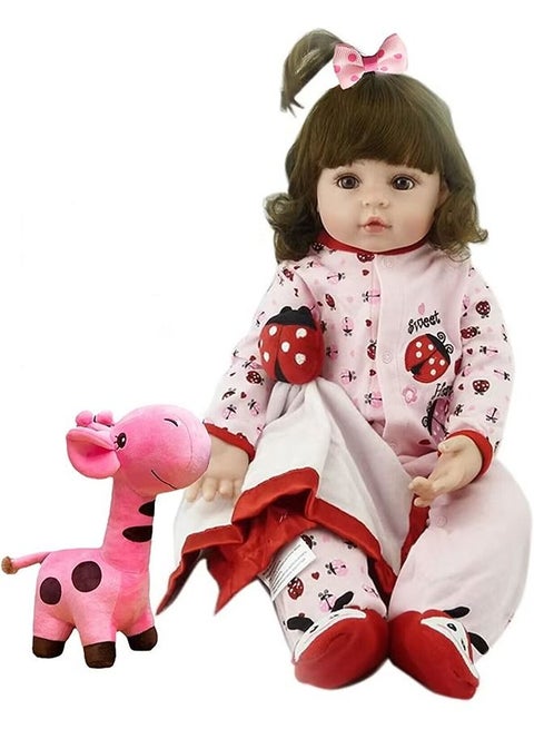 Reborn Baby Doll 22 inch Realistic Newborn Baby Dolls - Lifelike Weighted with Soft Silicone Doll Girls with Plush Toy & Doll Clothes for Age 3+ (D)