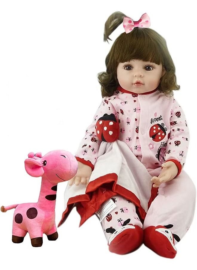 Beauenty - Reborn Baby Doll 22 inch Realistic Newborn Baby Dolls - Lifelike Weighted with Soft Silicone Doll Girls with Plush Toy & Doll Clothes for Age 3+ (D) - Image 1