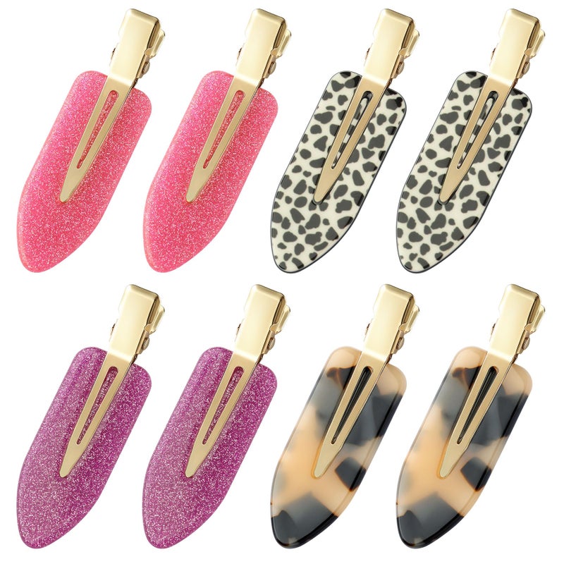 YIERSO 8 Pcs No bend Hair Clips No Crease Hair Clip Duckbill Clips No Dent Creaseless Flat Clip Alligator Hair Barrettes for Makeup Hairstyle Women Girls Accessories Acrylic ResinPinkPurple