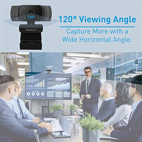 Macally 1080P Webcam with Microphone - Stay Connected Virtually - 120° Wide Angle HD 30FPS USB Computer Camera for Desktop - Web Cam for Streaming, Meetings, Skype, Zoom, PC, Laptop, Mac, Face Time - Image 5
