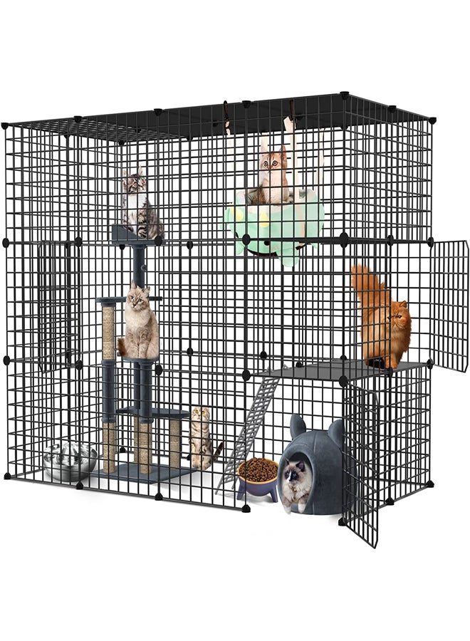Generic Large Cat Cage Indoor DIY Cat Playpen Detachable Metal Wire Kennels Crate 2x3x4 Large Exercise Place Ideal for 1-3 Cat  - Image 1