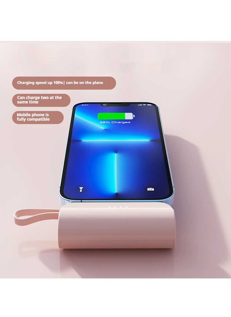 GEEK SPACE - 2 In 1 Mini Universal Portable Charger Wireless Power Bank Type-c 5000mAh Fast Phone Charging Power Bank  For iPhone, Samsung S23 Series, Note20 Series, LG, Huawei, iPad, AirPods, And More - Image 1