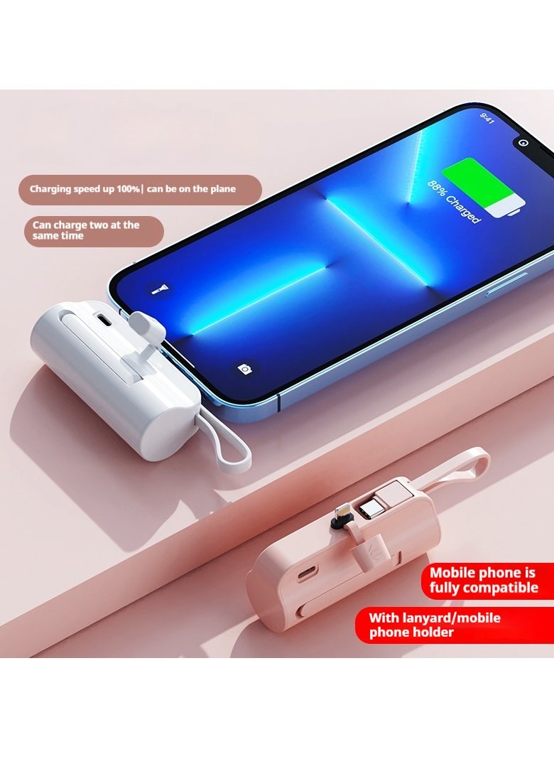 GEEK SPACE - 2 In 1 Mini Universal Portable Charger Wireless Power Bank Type-c 5000mAh Fast Phone Charging Power Bank  For iPhone, Samsung S23 Series, Note20 Series, LG, Huawei, iPad, AirPods, And More - Image 1