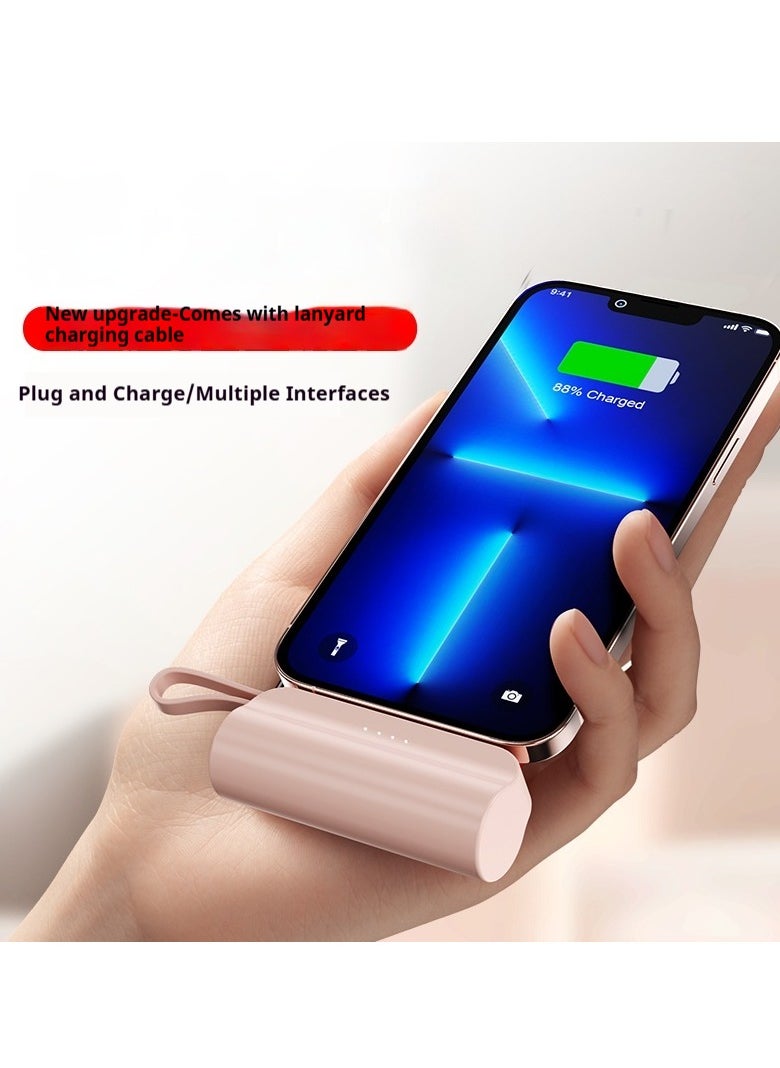 GEEK SPACE - 2 In 1 Mini Universal Portable Charger Wireless Power Bank Type-c 5000mAh Fast Phone Charging Power Bank  For iPhone, Samsung S23 Series, Note20 Series, LG, Huawei, iPad, AirPods, And More - Image 1