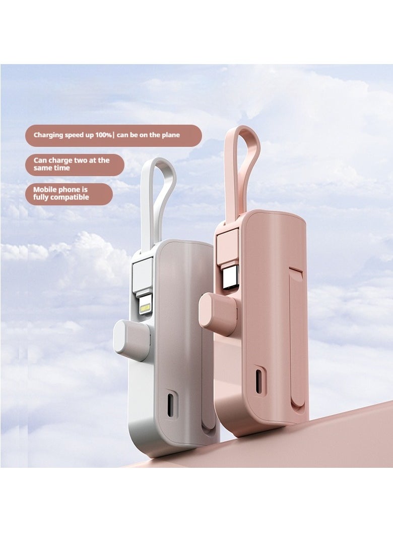 GEEK SPACE - 2 In 1 Mini Universal Portable Charger Wireless Power Bank Type-c 5000mAh Fast Phone Charging Power Bank  For iPhone, Samsung S23 Series, Note20 Series, LG, Huawei, iPad, AirPods, And More - Image 1