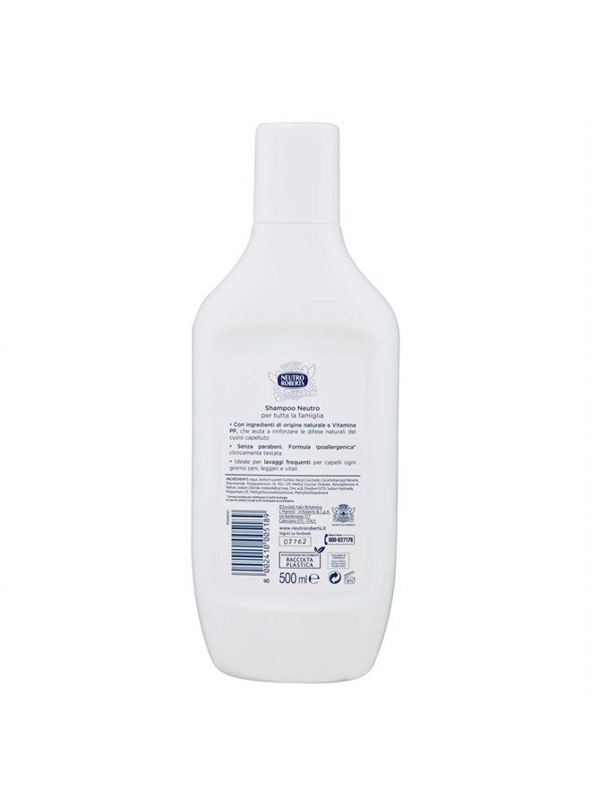 Neutro Roberts : Neutral Shampoo for the Whole Family - 17.6 Fluid Ounces (500mL) Bottle [ Italian Import ] - Image 3