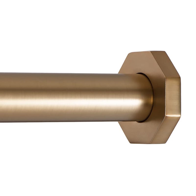 Ivilon Tension Curtain Rod - Hexagonal Spring Tension Rod for Windows or Shower, 24 to 36 Inch, Warm Gold - Image 1