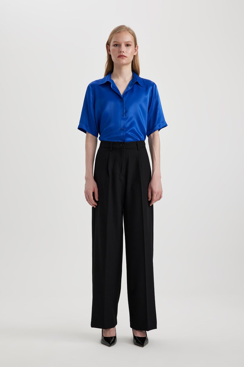 DeFacto Woman Regular Fit Short Sleeve Satin Shirt  - Image 5