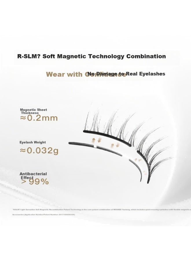 Wosado Wide Magnetic False Eyelashes Lover's Eyelashes Cold Fog Black Natural Simulation 0 Glue Portable One-piece Box Gift - Image 2
