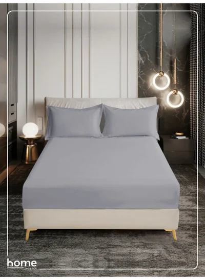 Donetella Bedding Fitted Sheet - Fits 180x200 Cm For King Bed - 3 Pcs (1 Fitted Sheet and 2 Pillowcases) - 35 Cm Deep Pocket - Solid Bed Sheet