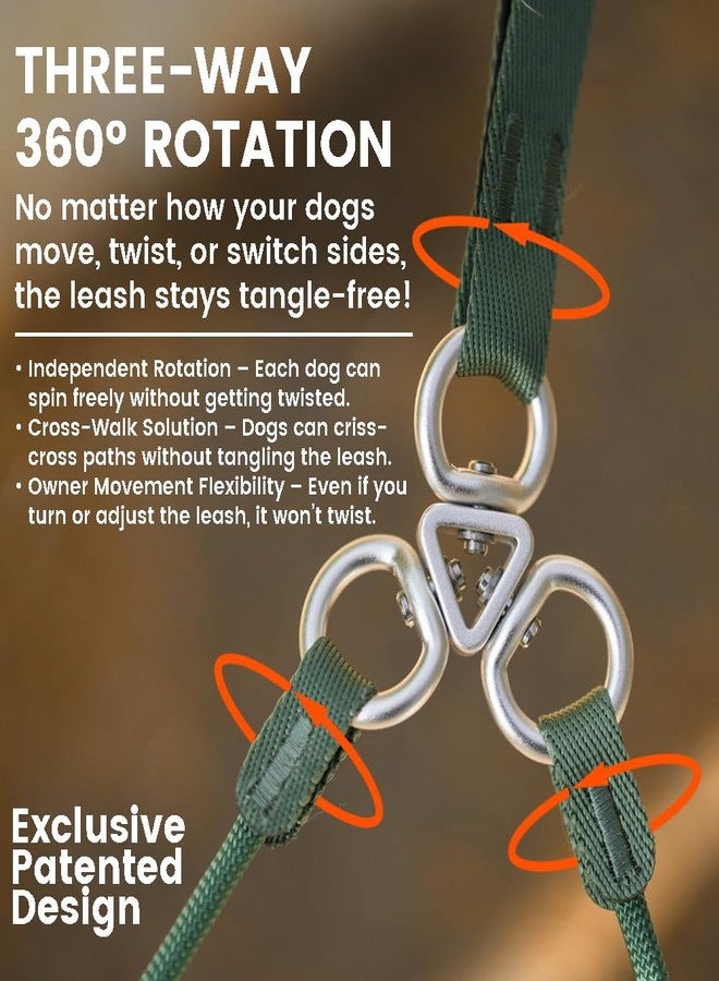 Howgo Double Slip Leash Slip Lead with Two Handles| Dual Dog Slip Lead for 2 Dogs,360° Swivel No Tangle | Dog Training Collar | Double Clip Leash Coupler and Splitter (MintGreen, 6FT) - Image 3