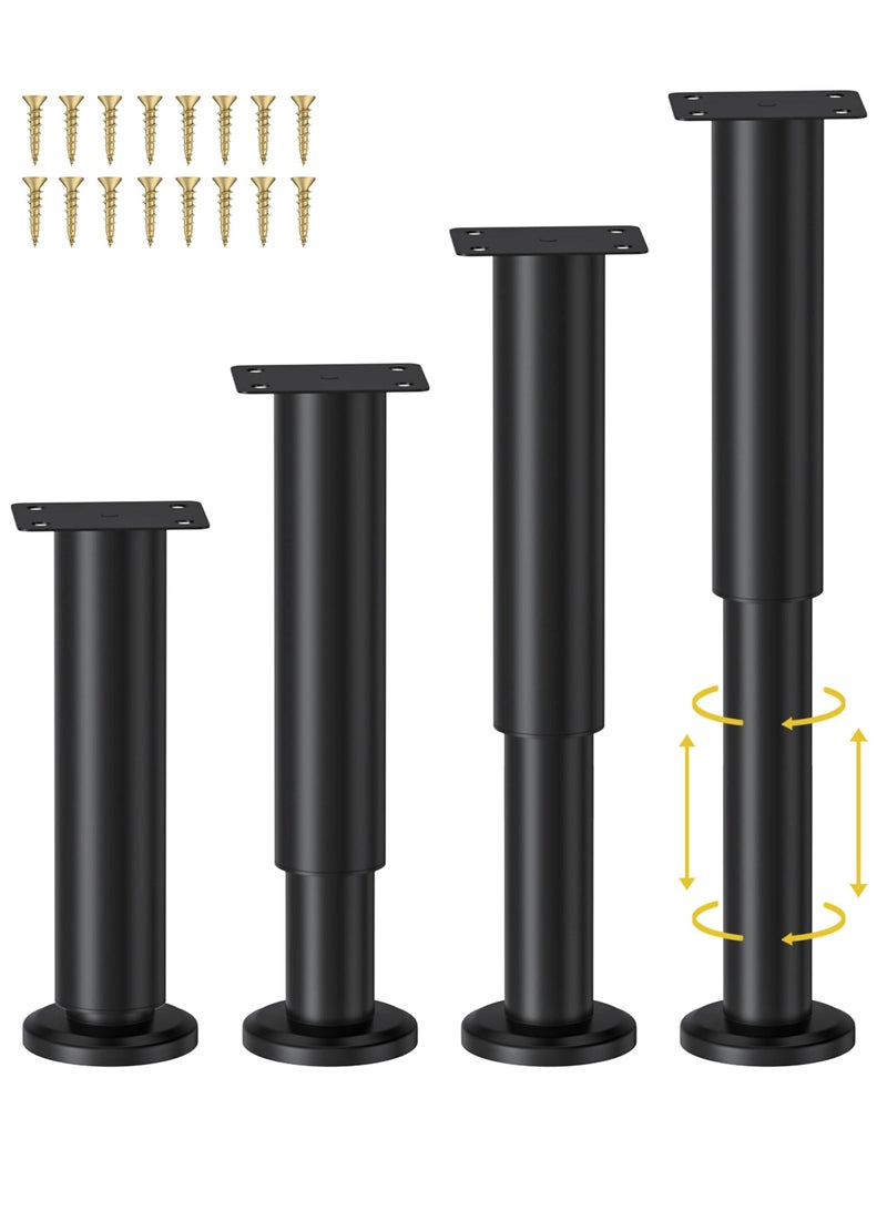 Excefore Adjustable Height Bed Support Legs, Sofa Legs Adjustable Height Replacement Support Leg, Metal Adjustable Furniture Legs, 7.08-12.2 inch for Bed/Sofa/Cabinet/Couch/Dresser/Table (4 Pcs) - Image 1