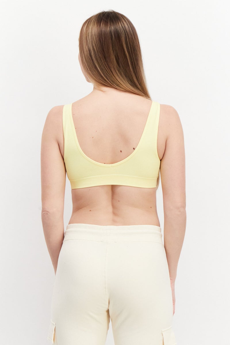 POP Power Of Positivity Women Scoop Neck Sleeveless Ribbed Tank Top, Yellow - Image 3