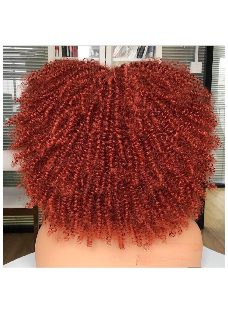 Generic Short Curly Afro Wigs with Bangs for Black Women 14 Inch, Kinky Curly Wig Synthetic Fiber Heat Resistant Full Wig  - Image 2