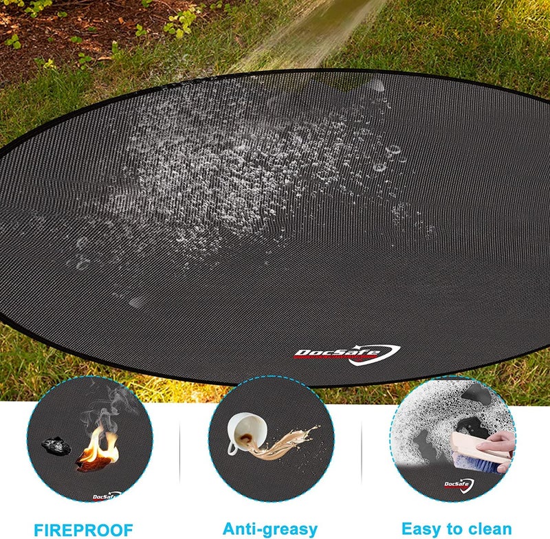 DocSafe 48" Round Fire Pit Mat, 4-Layer Fireproof Under Grill Mat Heat Insulated Indoor Fireplace Pad Protector for Decks,Patios,Grass,Solo Stove Bonfire, Reusable Oil-Proof and Waterproof, Black - Image 5