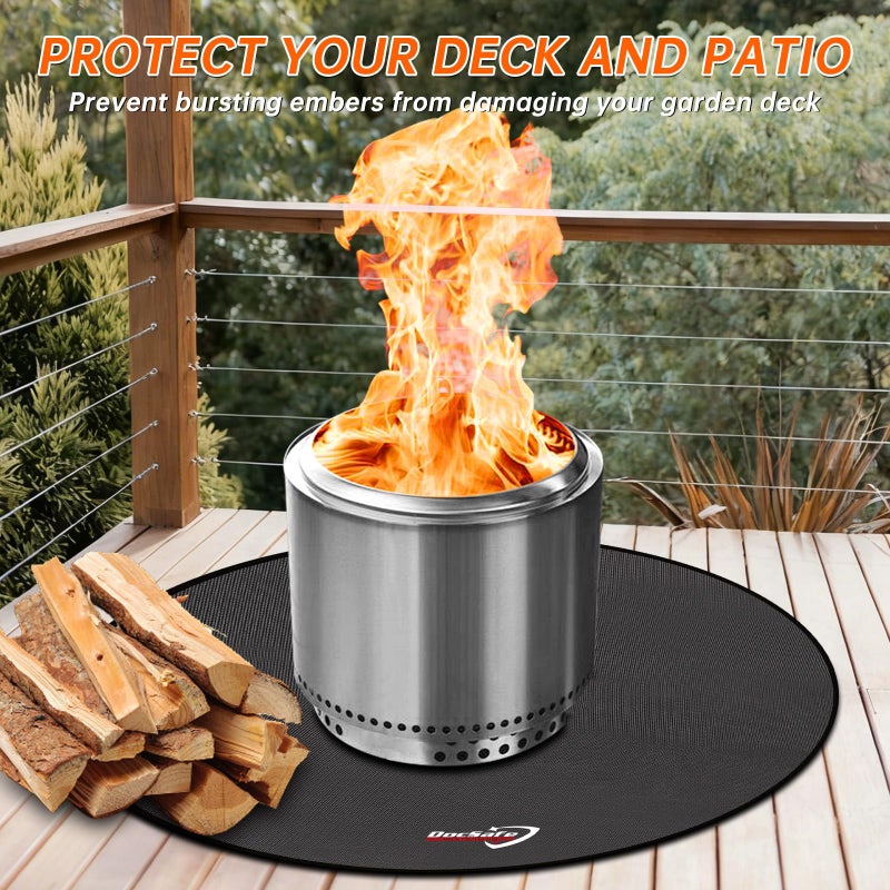 DocSafe 48" Round Fire Pit Mat, 4-Layer Fireproof Under Grill Mat Heat Insulated Indoor Fireplace Pad Protector for Decks,Patios,Grass,Solo Stove Bonfire, Reusable Oil-Proof and Waterproof, Black - Image 4