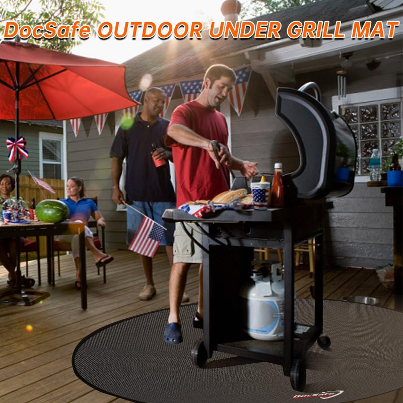 DocSafe 48" Round Fire Pit Mat, 4-Layer Fireproof Under Grill Mat Heat Insulated Indoor Fireplace Pad Protector for Decks,Patios,Grass,Solo Stove Bonfire, Reusable Oil-Proof and Waterproof, Black - Image 2