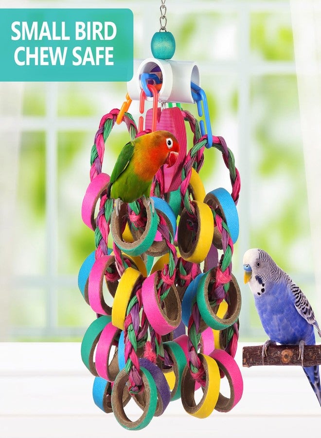 lovyoCoCo Bird Toys Conure Toys,Bird Parrot Foraging Shredder 24 Pcs Colorful Bagel Chewy Rings for Small Parrots Parakeets Conures Cockatiels Love Bird Cage Accessies (W) - Image 4