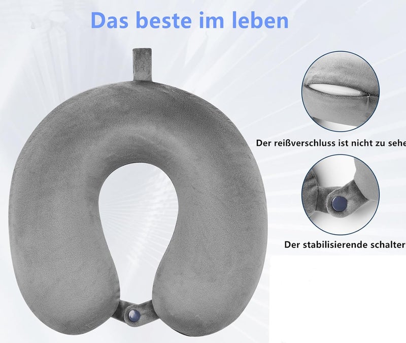 GDEOUP Travel Pillow Memory Foam Neck Pillow Support Pillow,Luxury Compact & Lightweight Quick Pack for Camping,Sleeping Rest Cushion (Grey) - Image 5