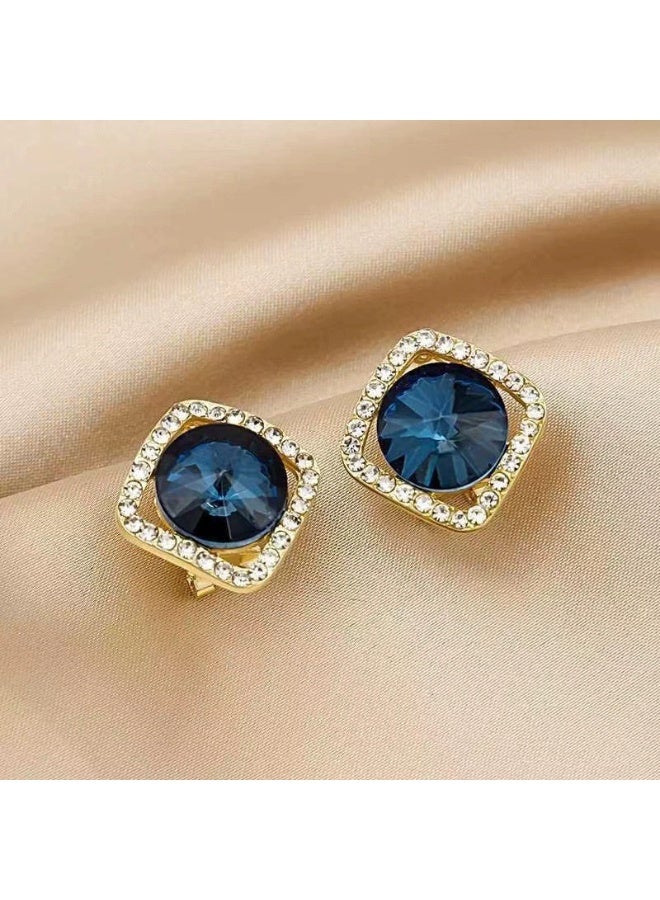 Goolsky أقراط دراسات زرقاء كورية ويابانية للنساء - أقراط أنيقة وعصرية بسيطة، كريستالات زرقاء، دبابيس فضة S925، للاستخدام اليومي/عطلة على الشاطئ - Image 1