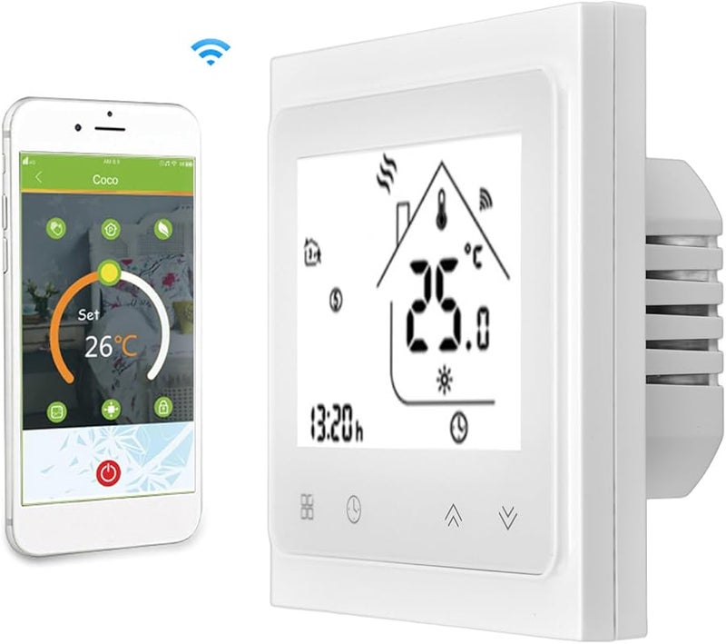 منظم الحرارة الذكي للتحكم عبر الواي فاي والصوتي للسخان وتدفئة الأرضية والمراجل الغازية - أبيض 86x86 مم - Image 4