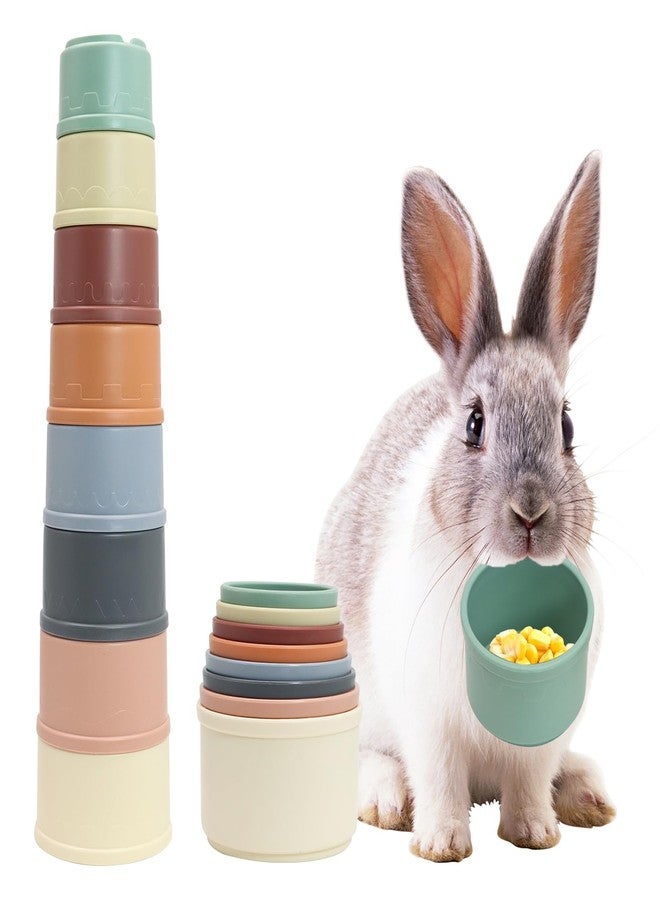 lenpestia 8 PCS Bunny Toys Stacking Cups Bunny Cups Stackable Guinea Pig Stacking Cups Colorful Reusable Rabbit Toys for Rabbit Guinea Pig Hiding Food Playing - Image 1