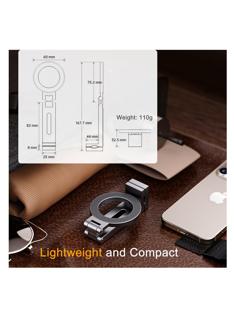 SYOSI Ultralight Aluminum Magnetic Cell Phone Holder, For Airplane/Suitcase/Desk/Car/Tripod, Compatible with Magsafe iPhone 12/13/14/15, Handsfree Plane Seat Back Phone Mount, Travel Must Have - Image 1