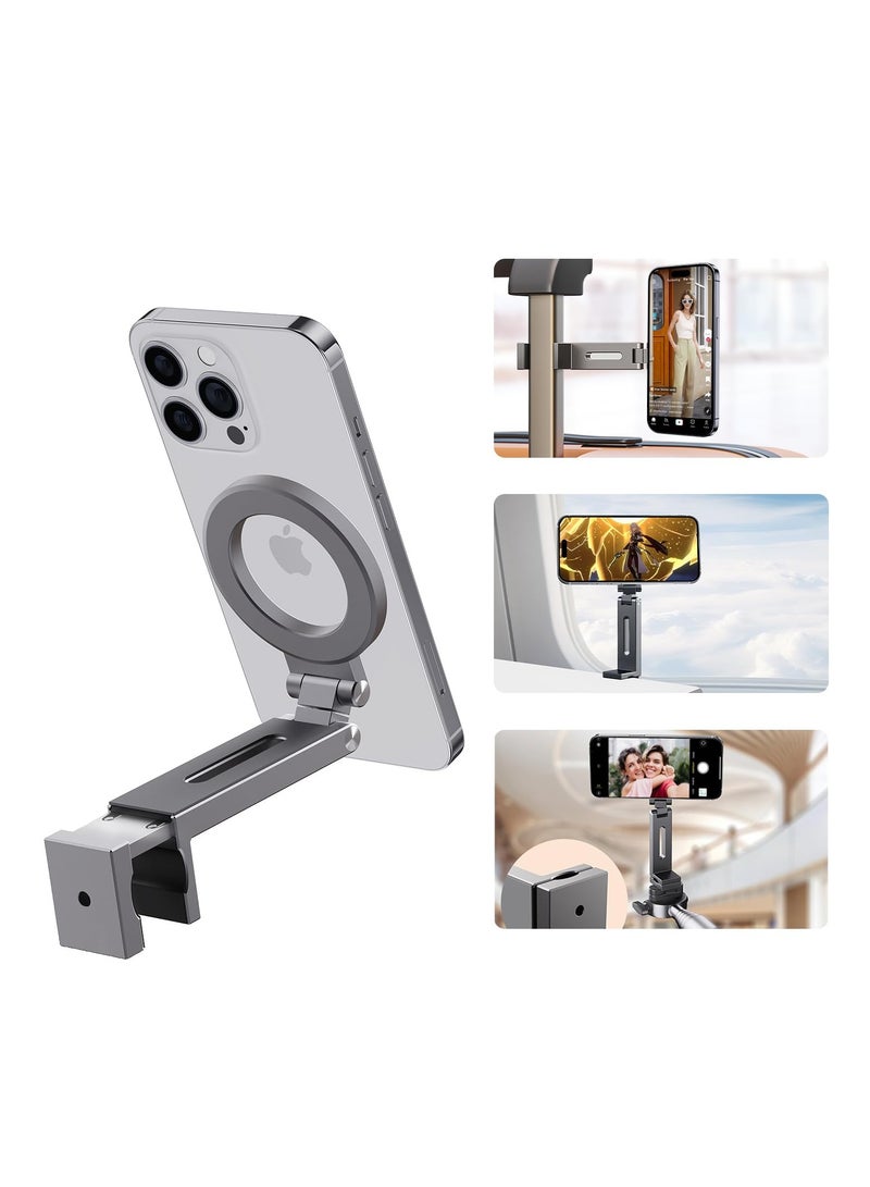 SYOSI Ultralight Aluminum Magnetic Cell Phone Holder, For Airplane/Suitcase/Desk/Car/Tripod, Compatible with Magsafe iPhone 12/13/14/15, Handsfree Plane Seat Back Phone Mount, Travel Must Have - Image 2