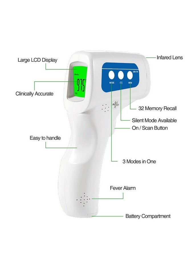 Generic Digital Forehead Thermometer for Adults, Kids & Infants, No Touch, Large Display, Fever Alarm, JXB-178  - Image 1