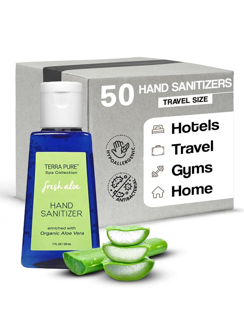 Terra Pure Terra Pure Hotel Hand Sanitizer Gel | Mini Hand Sanitizer Bulk | Alcohol-Free with Organic Aloe Vera | 1oz Bottles | Case of 50 