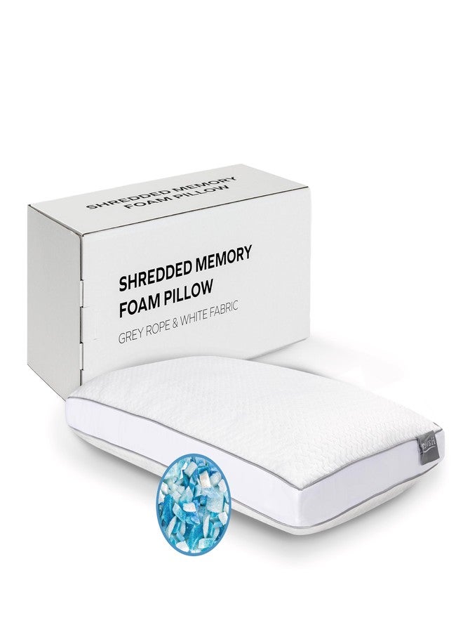 EGOHOME Shredded Memory Foam Pillow King Size, Medium Firm Support for Side, Stomach & Back Sleepers, Removable & Washable Cover, CertiPUR-US Certified (1 Pack, 32" x 20") - Image 1