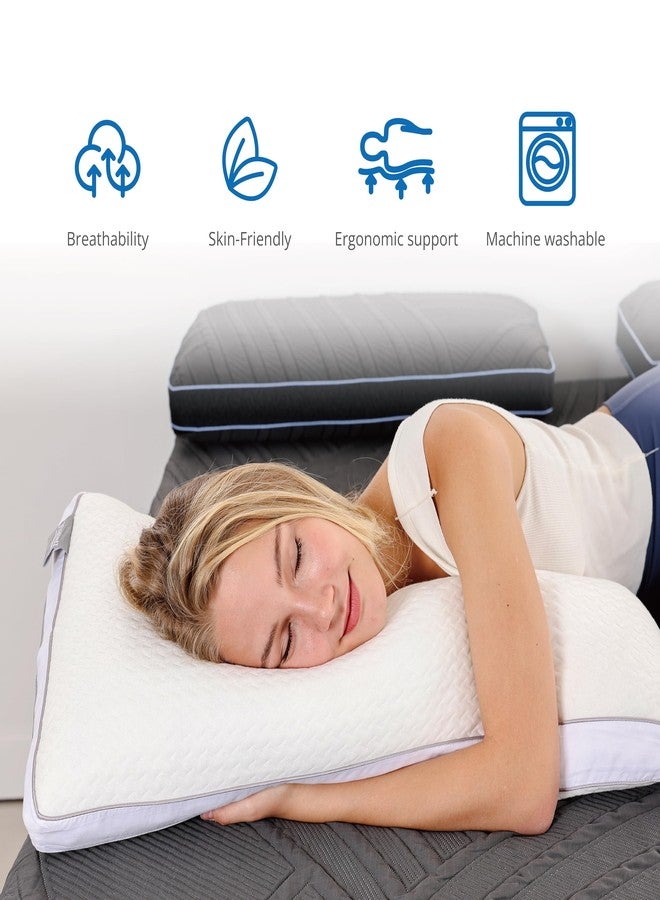 EGOHOME Shredded Memory Foam Pillow King Size, Medium Firm Support for Side, Stomach & Back Sleepers, Removable & Washable Cover, CertiPUR-US Certified (1 Pack, 32" x 20") - Image 4