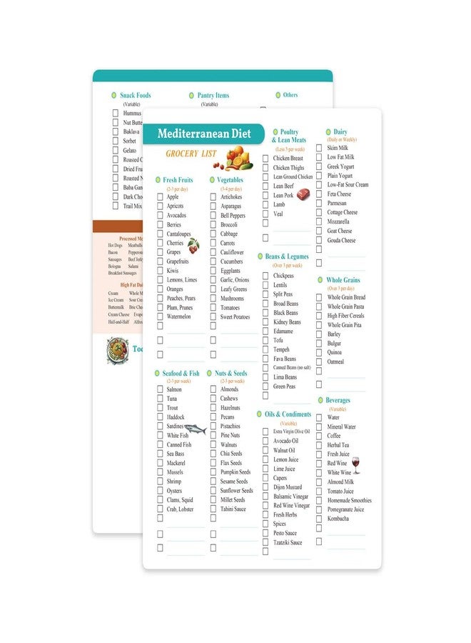 lovielf Reusable Mediterranean Diet Meal Plan and Grocery List, Heart Healthy Food List with Recipes for High Blood Pressure Diabetic Weightloss Grocery & Shopping List Guide, Diet Food Chart Meal Plan Double Sided Erasable material A4 size - Image 1